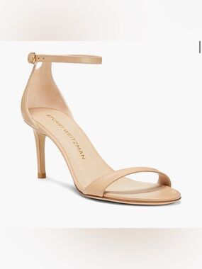 Stuart Weitzman Nude Beige Ankle-Strap Stiletto Sandal